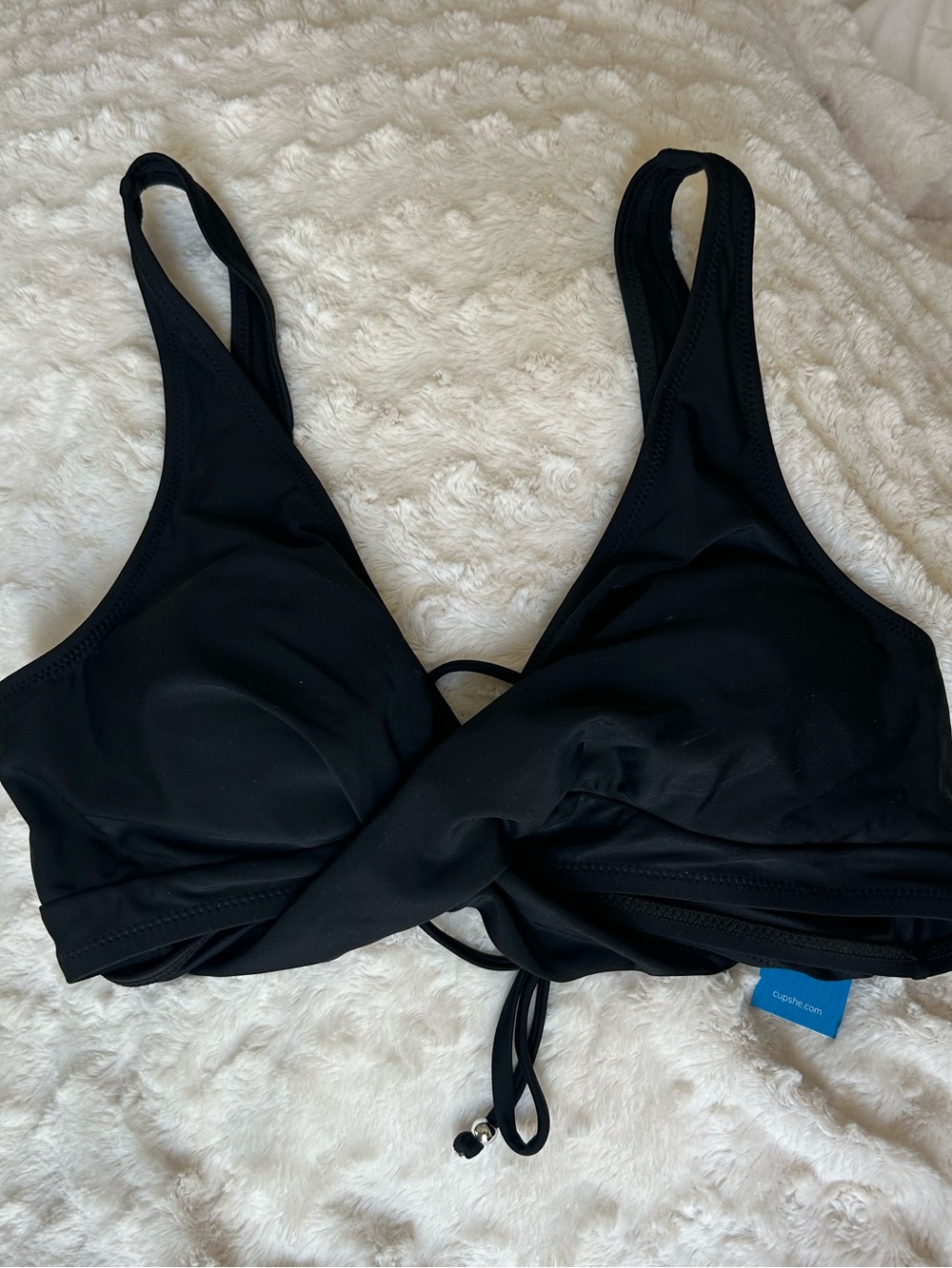 Cupshe Black Wrap-Front Bralette Bikini Top